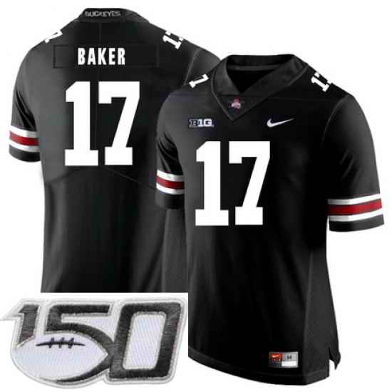 Ohio State Buckeyes 17 Jerome Baker Black Nike College Football Stitched 150th Anniversary Patch Jersey